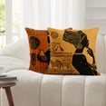 thumbnail image 4 of Set of 4 Throw Pillow Covers Retro Abstract Black and Brown Basket Zebra Giraffe African Women Ethnic Tribe Decorative Pillow Cases Home Decor Standard Square 18x18 Inches Pillowcases, 4 of 6