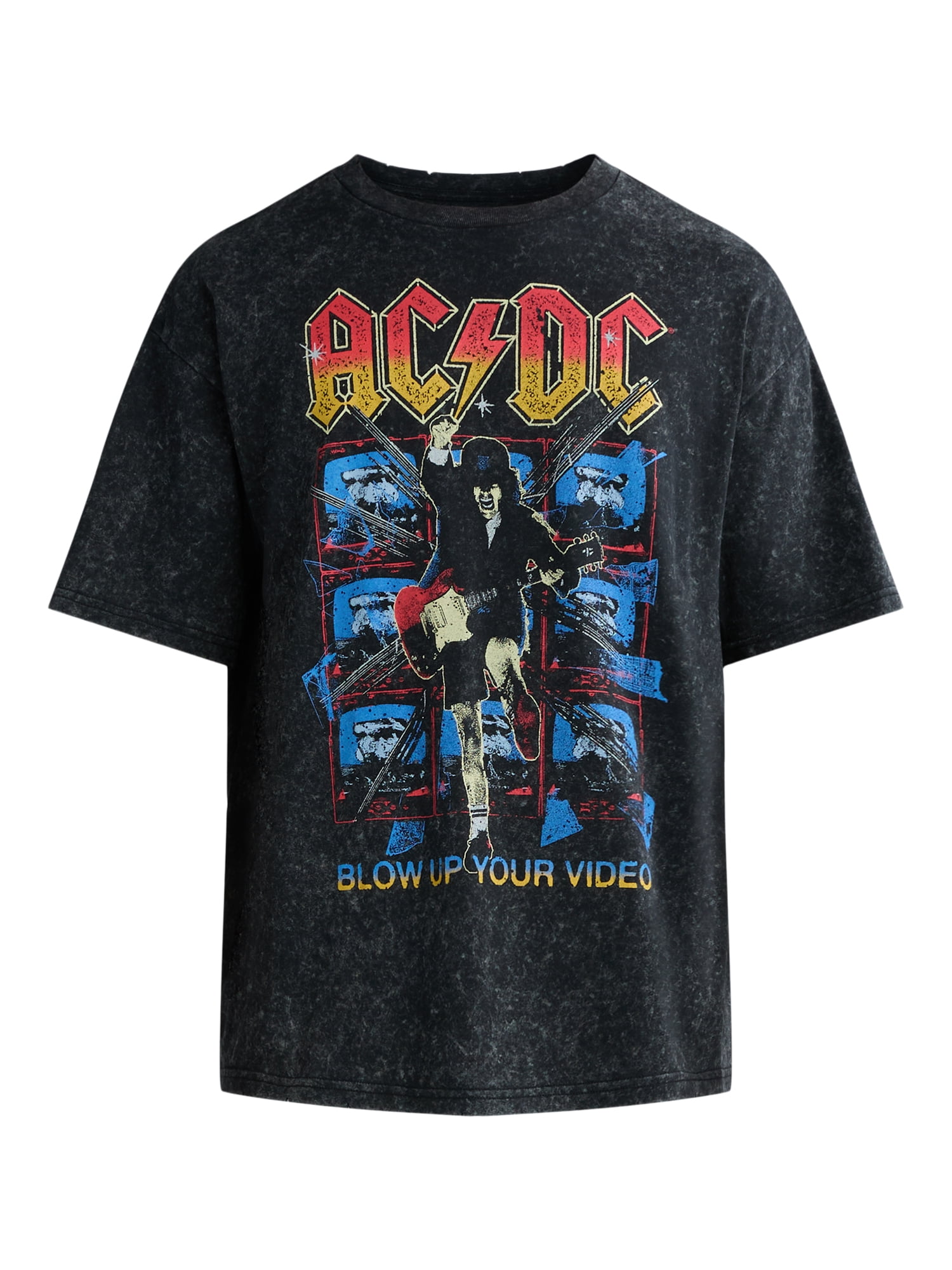 AC/DC Men's & Big Men's Mineral Wash Oversized Graphic Band Tee, Sizes XS-3XL