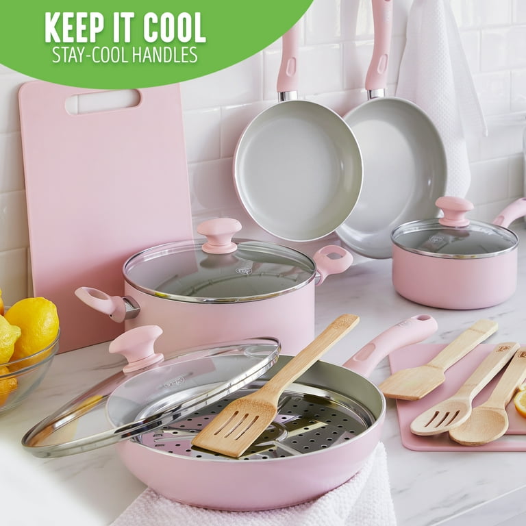 GreenLife Ceramic Nonstick Pink Cooking Pots & Pans 15pc Set – Vegan Black  Market