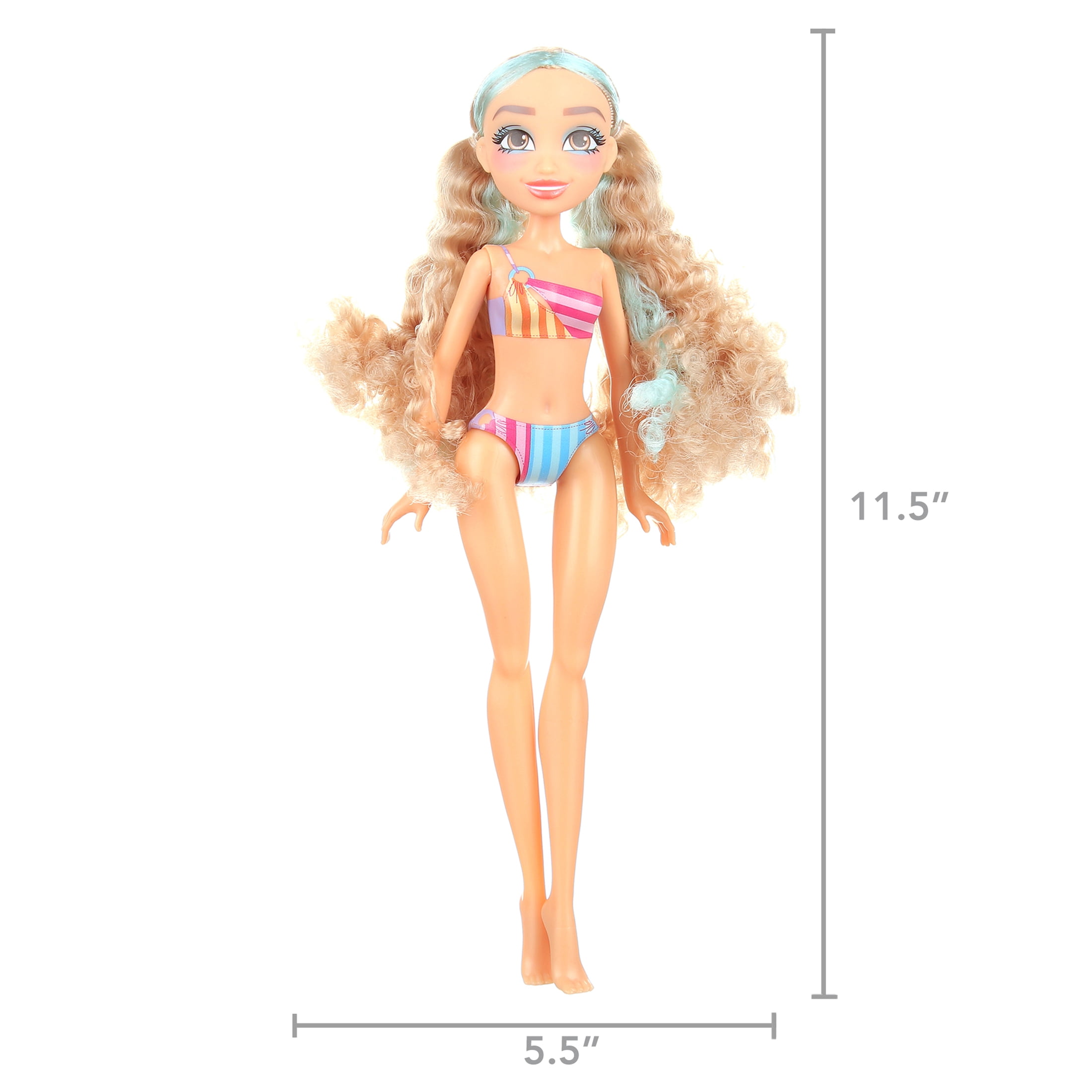 Hairmazing Swimsuit Doll - Striped Girl, Kids Toys for Ages 3 up
