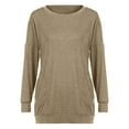thumbnail image 3 of Pntutb Womens O-Neck Long Sleeve T-Shirt Summer Solid Pocket Loose Blouse Tops, 3 of 5