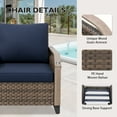 thumbnail image 5 of EAGLE PEAK Wicker Outdoor Chair with Cushions, Patio Chair, Deep Seating 4 inch Cushion, PE Rattan Curved Armrest Porch Chair, Brown/Blue, 5 of 8