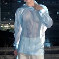 thumbnail image 2 of INCERUN Tops 2024 estilo coreano sexy para hombre, camisa de diseño de rayas transparentes, ropa de club informal, blusa fina de manga larga, gran oferta, S-5XL, 2 of 5