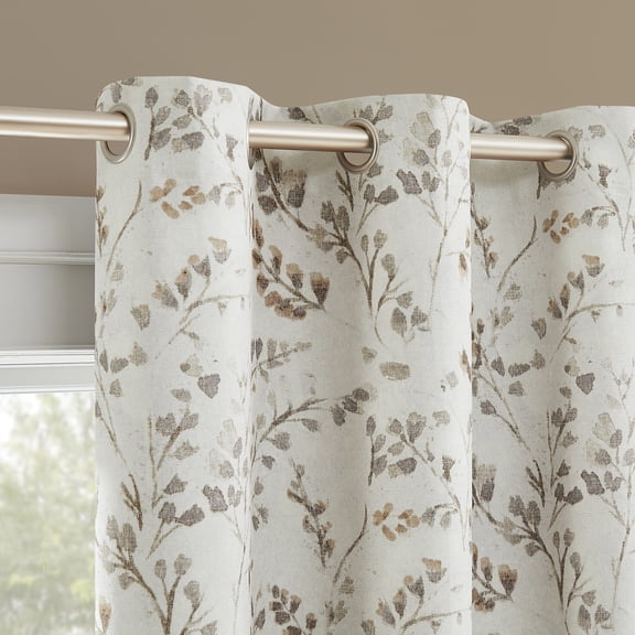 Sun Zero Bria Antique Botanical 100% Blackout Grommet Curtain Panel, 40"W x 84"L, Pecan