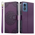 thumbnail image 2 of Leather Case For Motorola Moto G Play 2024 6.5",Embossed Totem Wallet With Card Holder,Wristband, Shockproof Kickstand Magnetic Cover,Purple,For Moto G Play 2024, 2 of 7