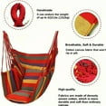 thumbnail image 3 of Colorful striped canvas hammock chair, no pillow or cushion, durable indoor/outdoor/camping swing chair for family leisure 1pc, 3 of 6