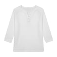 thumbnail image 4 of YunPes Unisex Kids 3/4 Sleeve Henley Shirts Dressy Button up V Neck Raglan Tops Loose Plain Fashion Blouse for Girls 3‐14 Years, 4 of 5