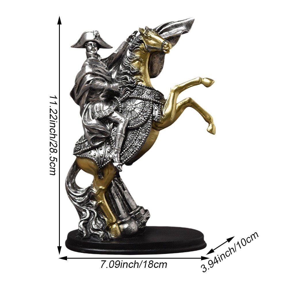 Hzzsbu Knight Statue Decoration Resin Napoleon Knight Equestrian Ornament Figurine For Indoor Desktop Office Bookshelf Decoration