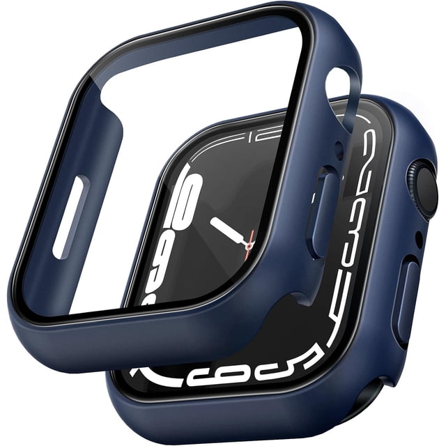 TAURI Paquete de 2 Estuches Rígidos Compatibles con Apple Watch Series 3/2/1 42mm Protector de Pantalla de Vidrio Templado 9H Incorporado Parachoques Delgado Cubierta Protectora Completa Sensible al T