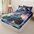 thumbnail image 2 of Homewish Dinosaur Monster Truck Zipper Twin Comforter Sets with Fitted Sheet and 2 Pillowcases,Vintage Animal Zipper Bedding Set,Blue Purple,Black Reversible,4pcs, 2 of 8