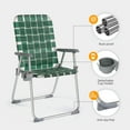 thumbnail image 2 of Ktaxon 2Pcs Standard Folding Lawn Chair, Portable Aluminum Patio Webbed Chair with Detachable Cup Holder, 330 LBS Heavy Duty Seating for Yard, Garden (Standard, Green), 2 of 10