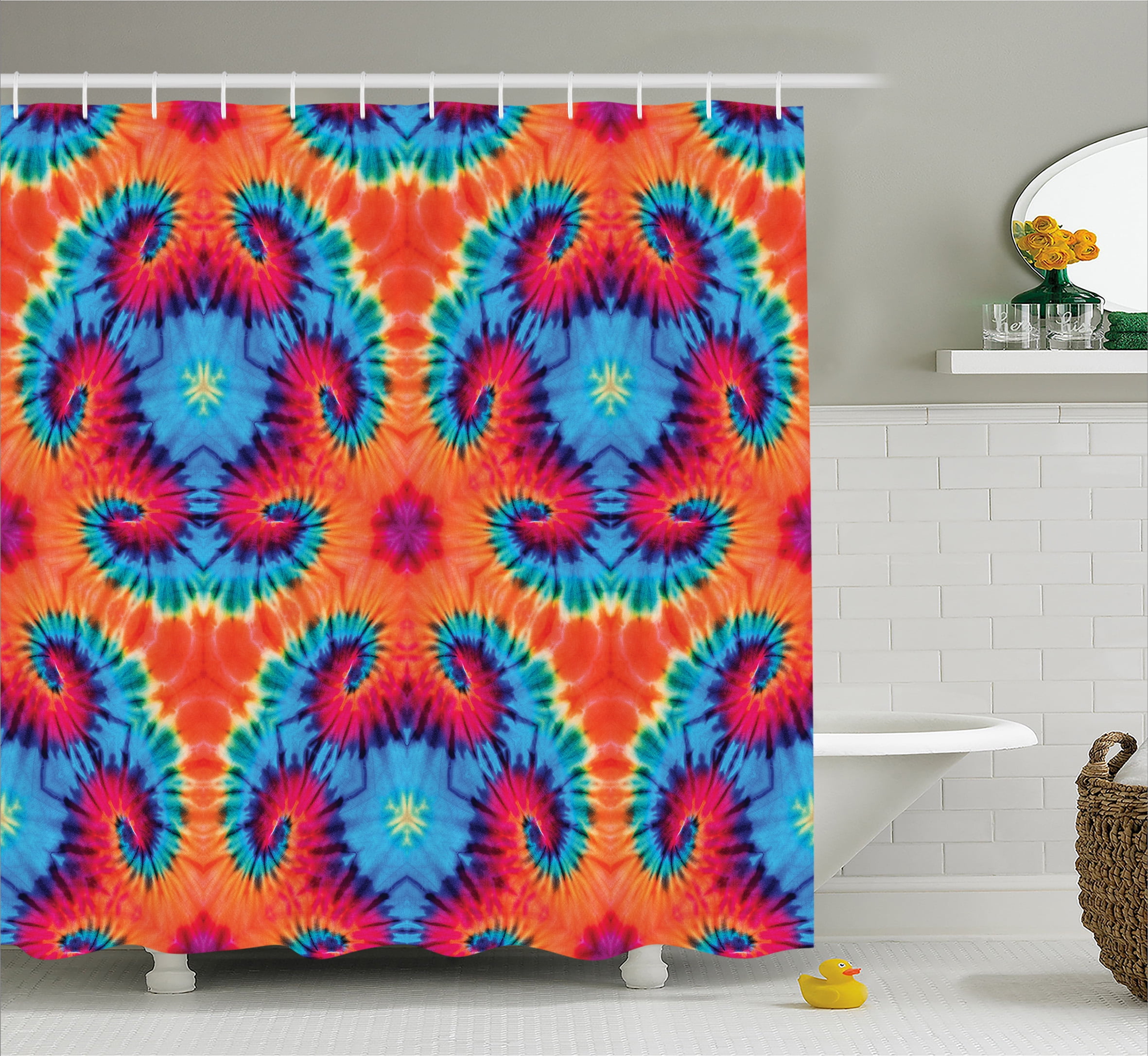 Spiritual Ikat Shower Curtain, Spiritual Ikat Hallucinatory Concentric