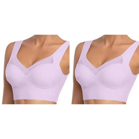 (2-Pack) Rinsvye Women s Large Strapless Lace Workout Sports Bras for Women Tank Top Underwear Thin Pack Bras for Women Side Fold Side Padded Bras for Women Gather Adjustable Bra