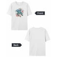 thumbnail image 6 of T Shirts for Women Short Sleeve Cotton Crewneck T-Shirt, Turquoise Sea Turtle Pink Flowers Tee Tops Casual Basic T-Shirts, XS-5XL White 3XL, 6 of 7
