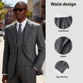 thumbnail image 5 of Men's 3 Piece Check pattern Suit - Two Button Business Wedding Prom Tuxedo (Jacket+Vest+Pants), 5 of 7