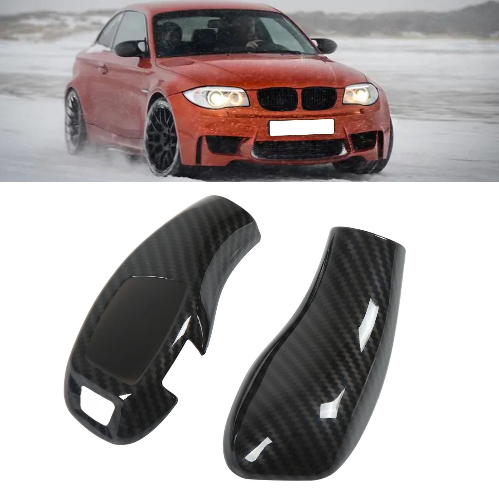 Elowen Gear Knob Cover Trim Car Shifter Protector, Gear Shift Knob Cap Carbon Fiber Style for LHD