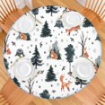 thumbnail image 2 of Multicolor Christmas Forest Pattern Round Fitted Tablecloth with Elastic Edge,Dining Table Cover Waterproof,Outdoor Round Tablecloth for Camping,Dining,Indoor and Outdoor, 2 of 7