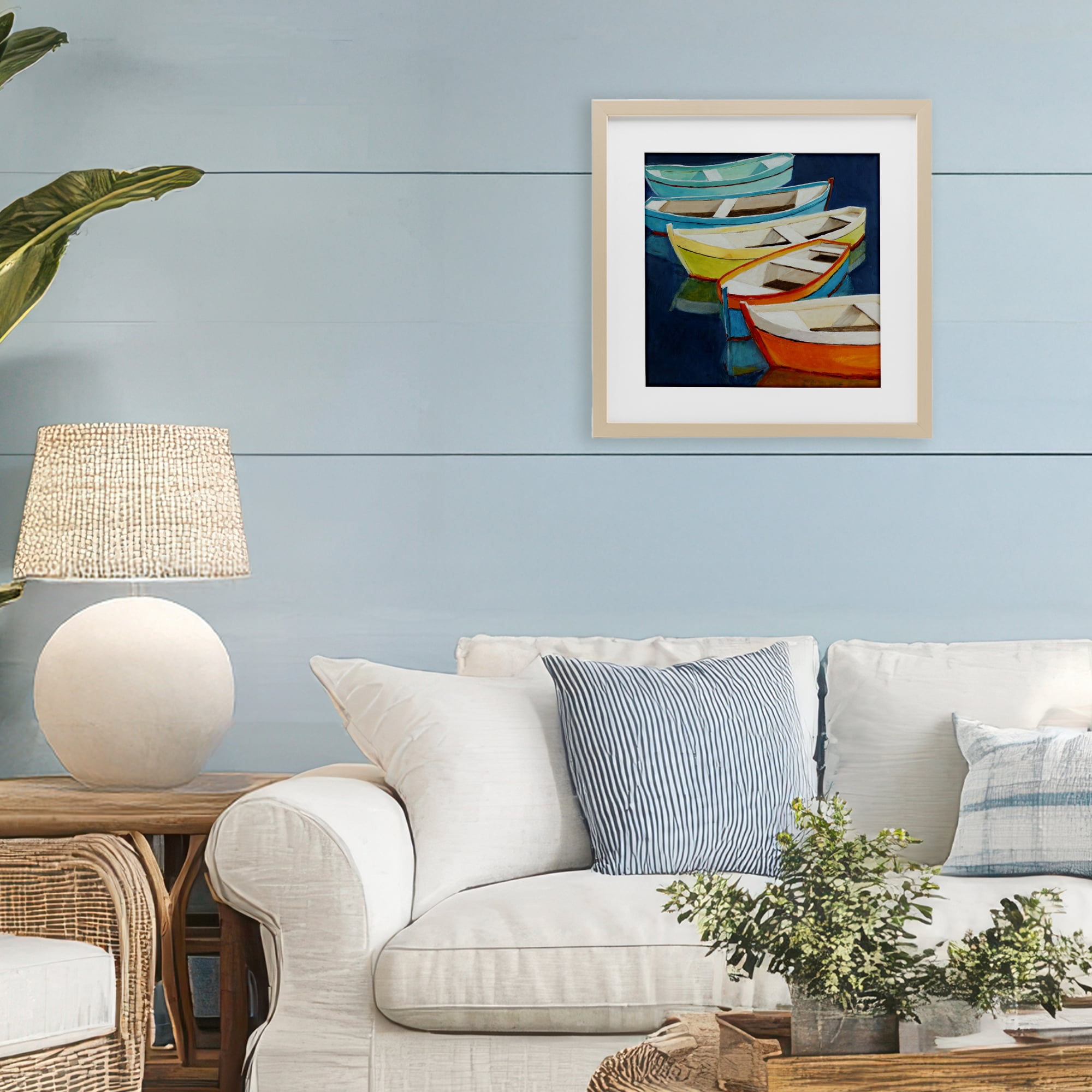 Stupell Industries Serene Rowboats in Summer Birch Framed Print Under Glass, design by Lorenzo Collective