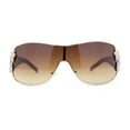 thumbnail image 2 of Womens Coy Metal Jewel Designer Fashion Shield Wrap Sunglasses Gold - Brown, 2 of 4