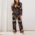 thumbnail image 2 of Gukieu Quirky Owl With Glasses Print Women's Long Sleeve Pajama Set, Button Top Elastic Pocket Pajama Pants Two Piece Set Home Wear-X-Large, 2 of 7