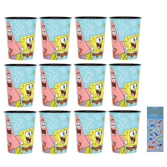 Spongebob Squarepants Birthday Party Supplies Favor Bundle Pack includes Plastic Reusable Cups - 12 Count