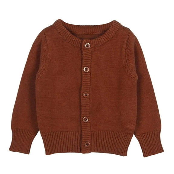 LYHaoo Girls School Uniforms Button Down Cardigan Sweaters Kids Long Sleeve Cable Knit Sweaters 7-8 Years(Brown)