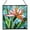 Bird of Paradise Flower, variant on Poppy Flower Stained Glass Panels, Square Shaped Window Hangings, Tiffany Glass Traditional Art Crafts for Home Decor Gifts 128OR18