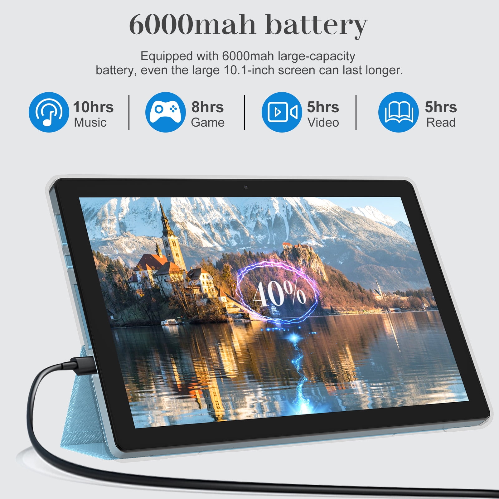2024 Latest Android 11 Tablet 10 inch 2 in 1 Tablet, 4GB RAM+64GB ROM Tablet, 1.8GHz Quad-core Processer, 1280*800 FHD, 8MP Camera, 2.4G/5G Wi-Fi 6 BT 5.0, Tablets with Keyboard| Mouse| Case| Stylus