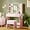 Pink, variant on Makeup Vanity Desk with Mirror & Lights, Small Vanity Table Set for Girls with Chair & Power Outlet, Fluted Dressing Table with 2 Drawers & 4 Storage Shelves, Adjustable RGB Lighting - Wood