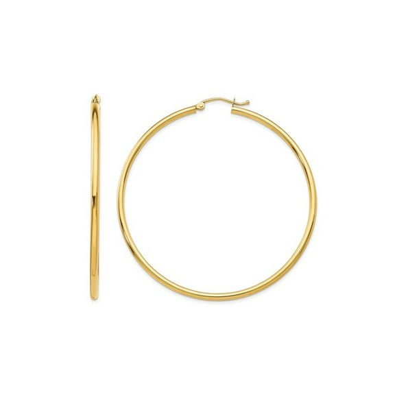Primal Gold 14K Yellow Gold 2x55mm Lightweight Tube Hoop Earrings