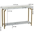 thumbnail image 2 of Household Essentials Crown Console Sofa Table with Storage Shelf White Marble and Gold Metal, 2 of 10