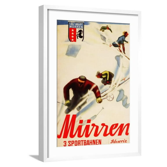 Art.com Murren, Switzerland - Inferno Races Promotional Poster Art Print by Lantern Press, White Frame Wall Art, 21" x 29"