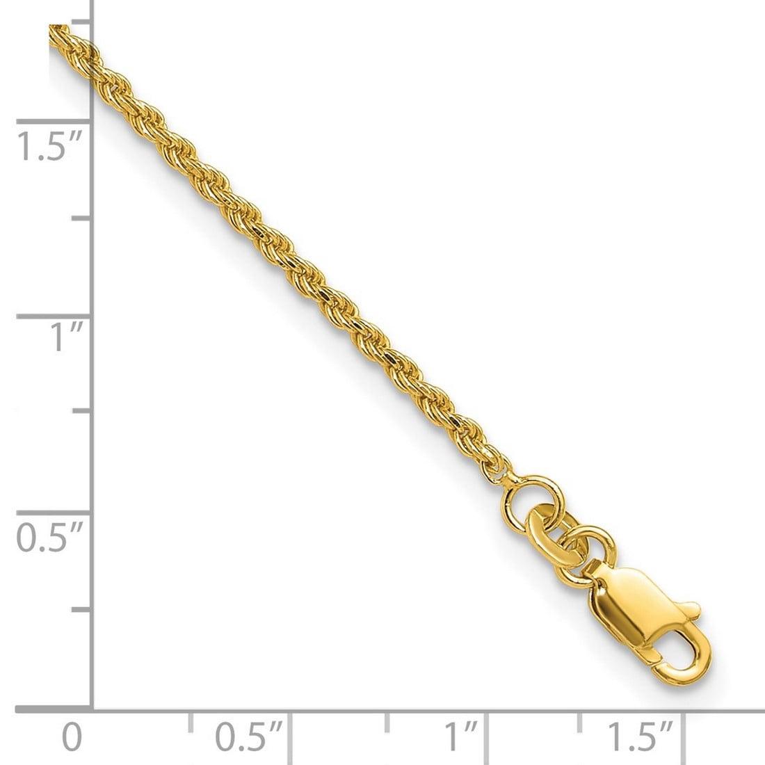2mm 925 Sterling Silver Gold-tone Sparkle-Cut Rope Plus 1in Extension Anklet 9 Inch Anklet for Women
