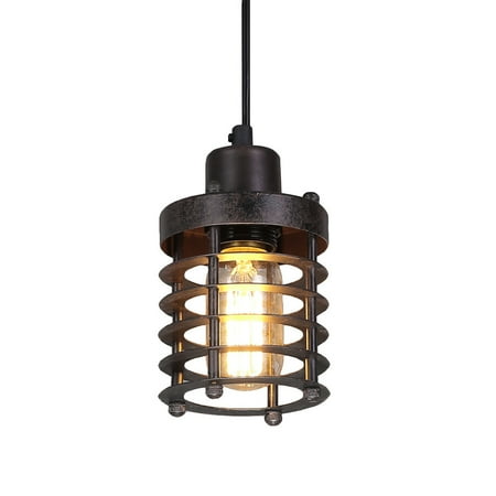 Contemporary Mini Pendant Light Fixture - LNC Mini Cage Pendant Lights Rust Industrial Lighting Ceiling Pendant Fixtures