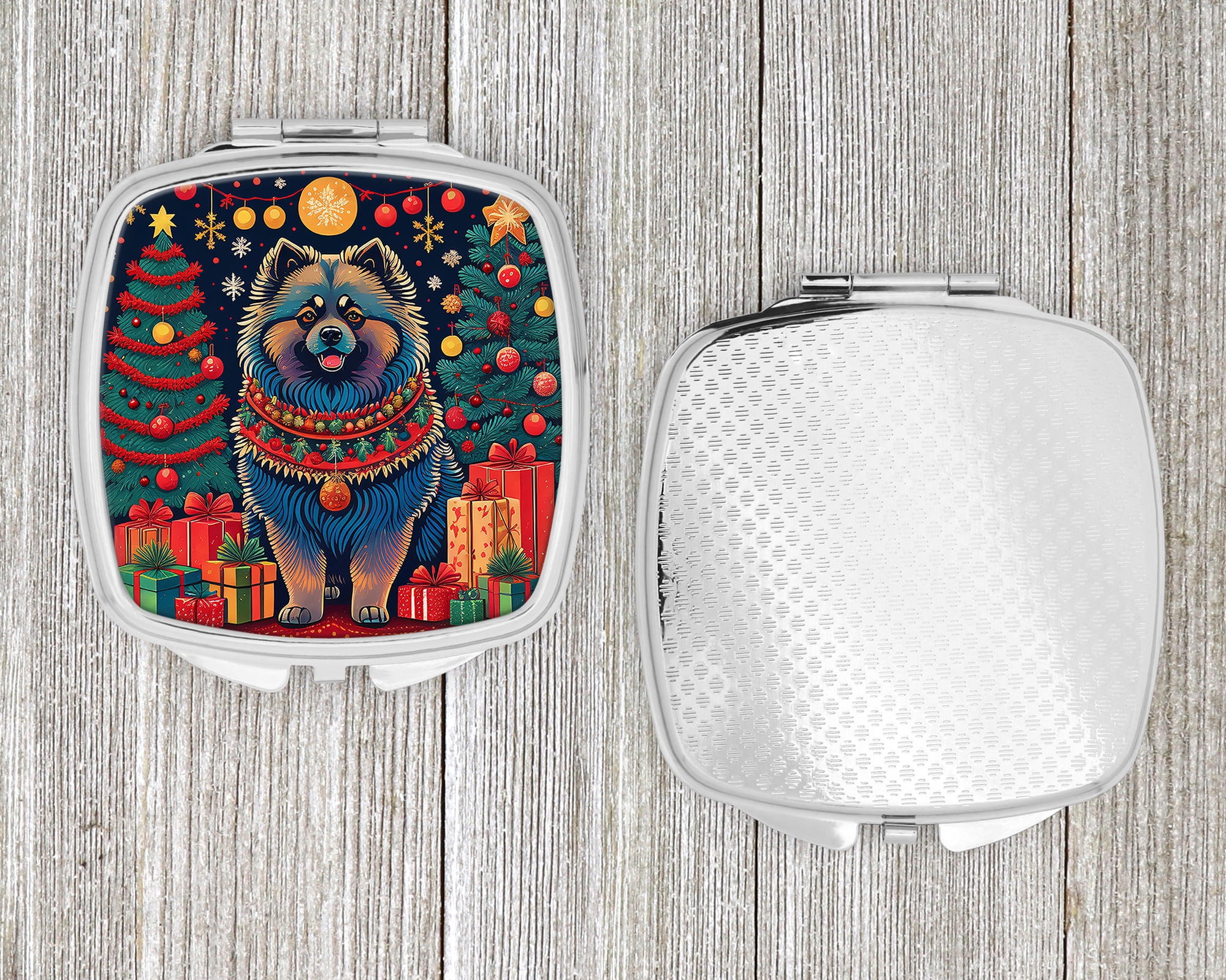 Keeshond Christmas Compact Mirror 2.75 in x 3 in