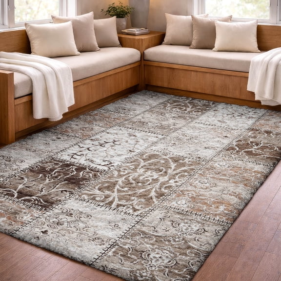 Addison Rugs Dream Shag Premium Machine Washable Transitional Panel Beige Rectangle Rug, 10' x 14'