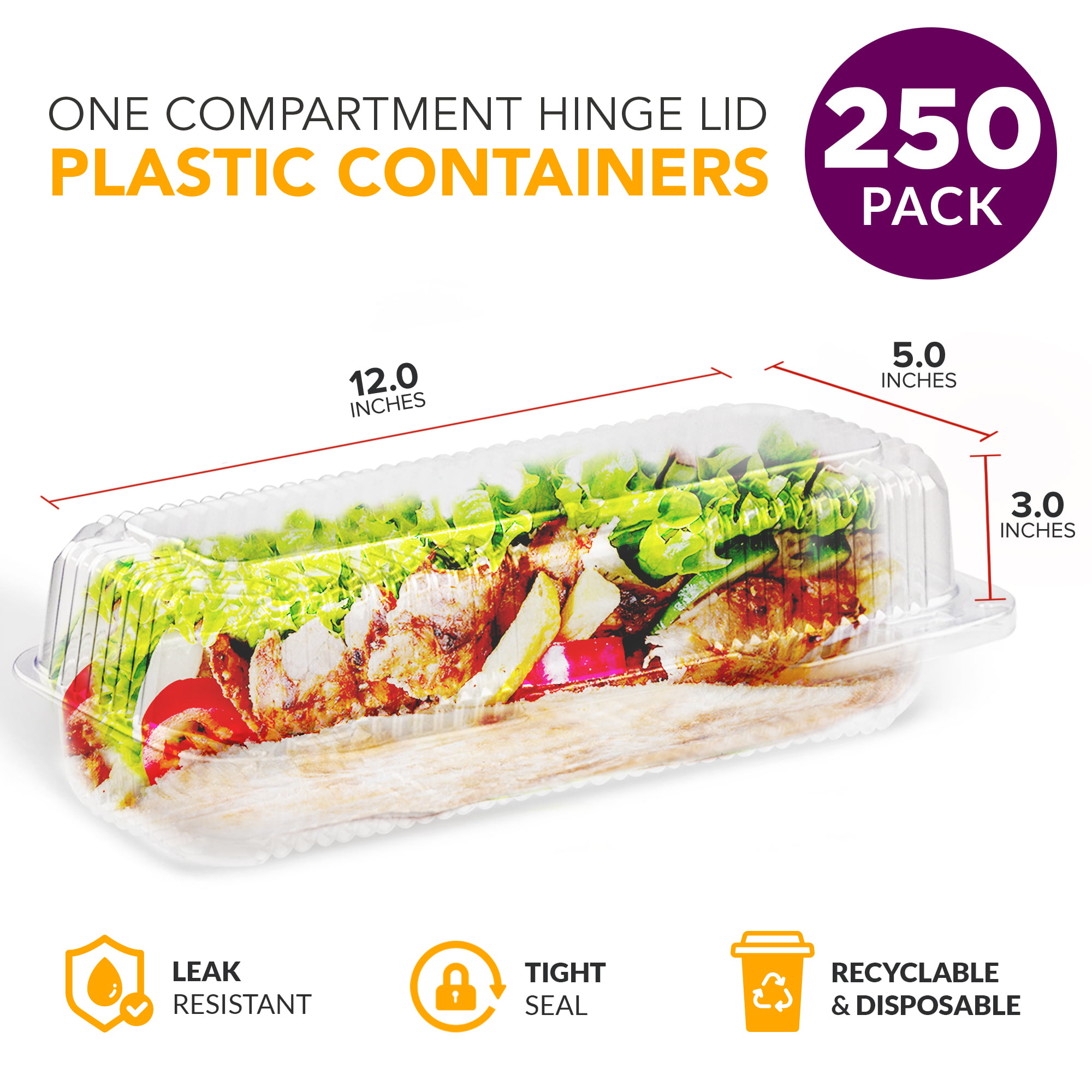 Clear Hinged Take-Out Containers - 33 oz, 3 Compartment - ULINE - Carton of 250 - S-25052