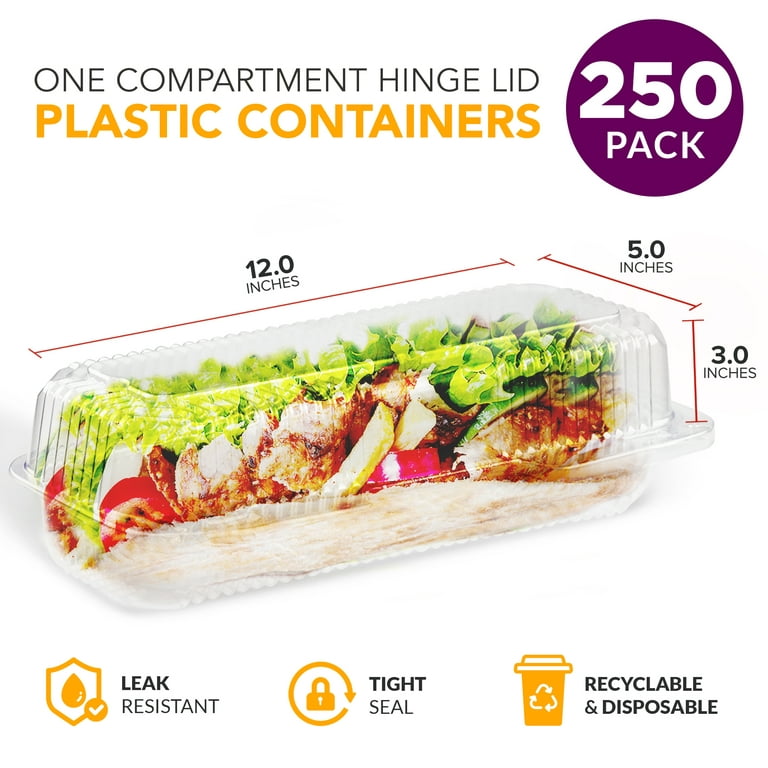 Clear Hinged Take-Out Containers - 33 oz, 3 Compartment - ULINE - Carton of 250 - S-25052
