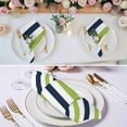 thumbnail image 2 of Green Navy Blue Striped Cloth Napkins, Farmhouse Stripe Art Washable and Reusable Dinner Napkins Set of 8, Table Napkin for Kitchen Party Birthday Wedding Hotel Housewarming 20"x20", 2 of 8