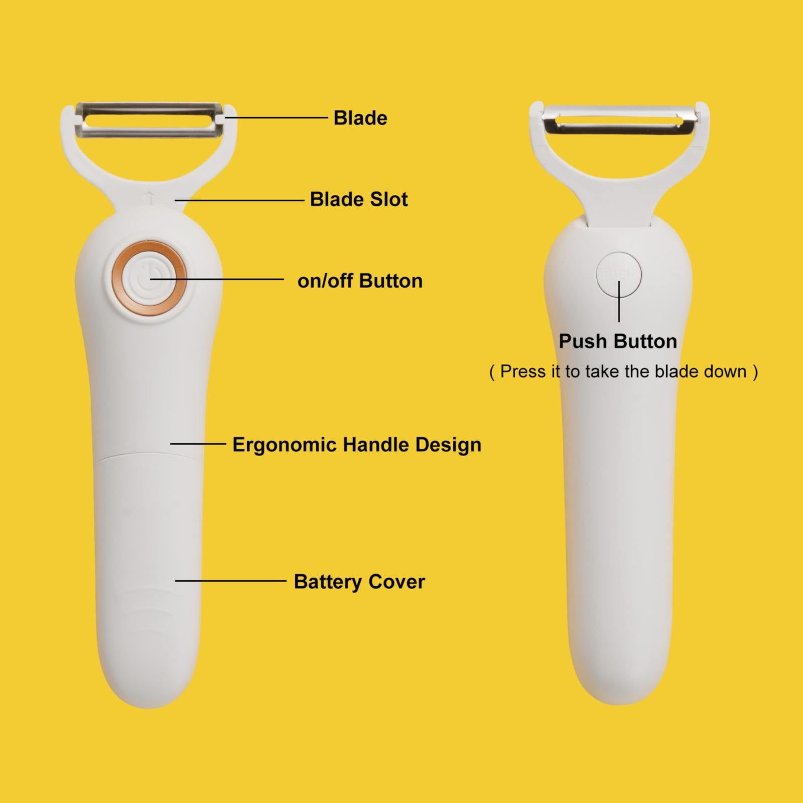 Mingjia Peeler,1*Electric Peeler Labor-Saving Completely Stylish Portable Electric Shredder,Cordless 3 Peeler Handheld Vegetable Peeler Usb Rechargeable Potato Peeler with 3 Cutting Easy To Operate