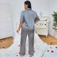 thumbnail image 4 of WTOBBY Women's Sleep Set Plus Size 3X-6X Breathable Top & Elastic Waist Pants Pajama Comfy Loungewear Home Wear Lounge Nightwear Outfit,Gray 2XL, 4 of 6