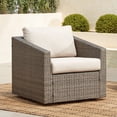 thumbnail image 2 of CHITA Outdoor Swivel Gray Wicker Chair and Ottoman with Cushion, Cream, 2 of 6