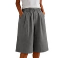 thumbnail image 2 of MLCDZ Women Loose Fit Knee Length Bermuda Shorts with Multiple Pockets Casual Wide Leg Loose Elastic Waist Workout Short Pants, 2 of 8