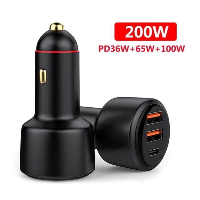 Chargeur de Voiture 200W Double USB+Type-C Super Charge Rapide Chargeur de Voiture 12-24V