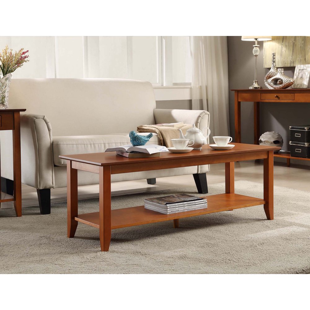 Convenience Concepts American Heritage Coffee Table with Shelf, Cherry