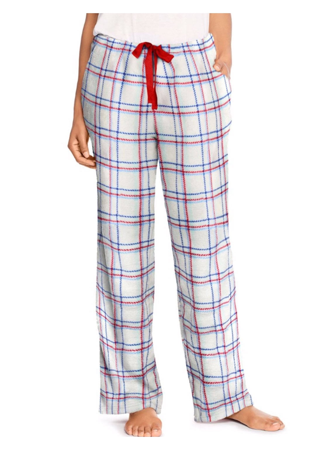 Women's Hanes Plaid Fleece Pajama Pants White | Walmart Canada