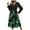 Dark Green, variant on Women's Long Sleeve V-Neck Floral Print Midi Dress with Belt, Elegant Casual A-Line Dress for Party and Daily Wear