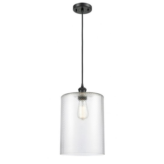516-1P-BK-G112-L-Innovations Lighting-Cobbleskill - 1 Light Cord Hung Mini Pendant In Industrial Style-14 Inches Tall and 9 Inches Wide-Matte Black
