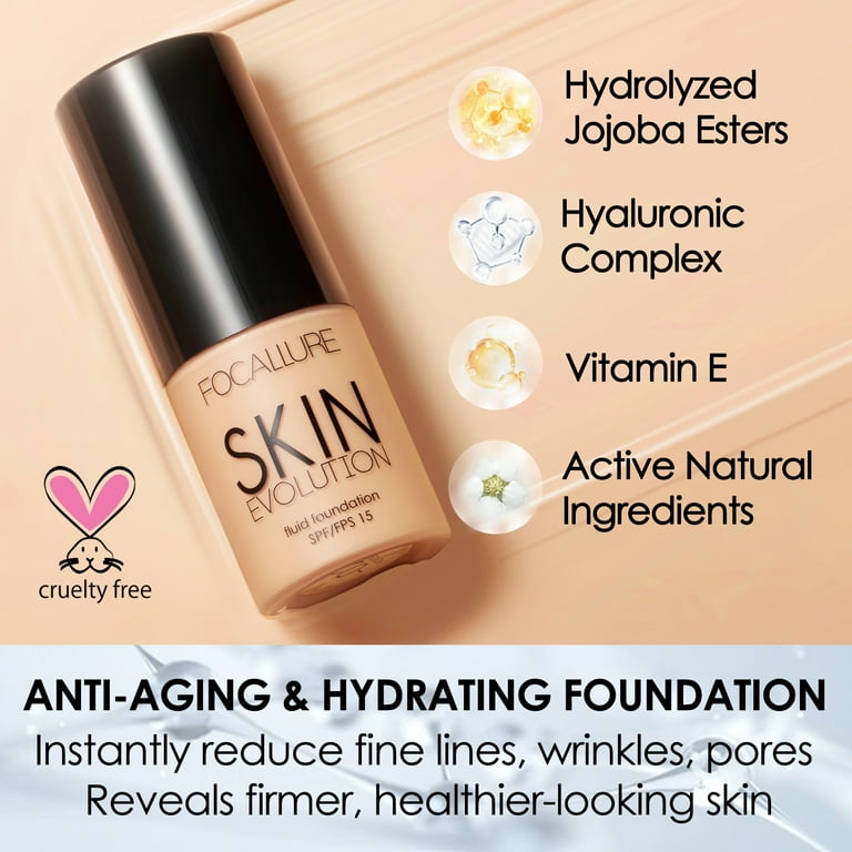 FOCALLURE 2 Pcs Skin Evolution Liquid Foundation, Medium to Full