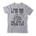 thumbnail image 5 of Funny I Work Hard So My Cat Can Live A Better Life Shirt Cat Owner Gifts Cat Lover Shirts (4X-Large Navy Blue), 5 of 6